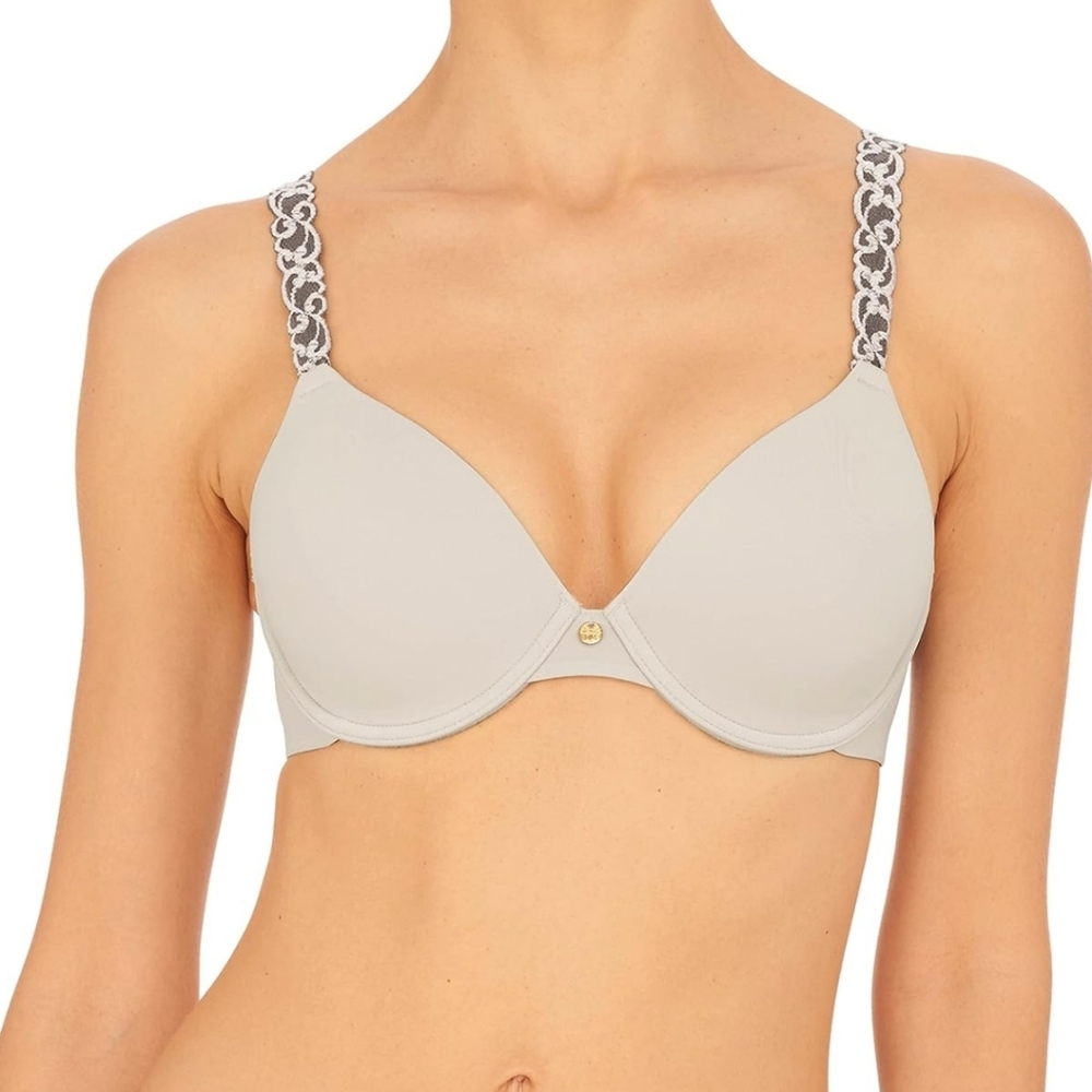 NWT Natori Pure Luxe Custom Coverage Contour Bra In Linen 34DDD